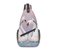 Mochila Bandolera Cisnes White Con Árbol De Flower Rosas Bolsa De Pecho Comodidad Mujeres Mochila De Moda, Para Colegio, Montañismo, Viajes