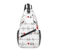 Mochila bandolera con diseño de corazón blanco y latidos de Calling Nurses para mujer y hombre, ideal para viajes, senderismo, etc.
