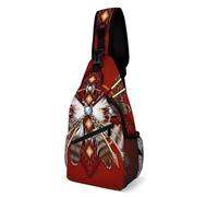 Mochila bandolera con diseño de rueda medicinal roja de los nativos americanos para hombre y mujer, ideal como bolso de hombro o de pecho, tipo bandolera, 38 x 20 cm.