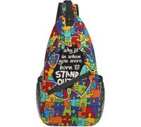 Mochila bandolera con patrón de autismo para viajes, senderismo, bolsa cruzada para concienciación sobre el autismo, para mujeres y hombres, bolsa casual