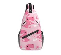 Mochila Bandolera Dinosaurio Rosado Lindo Bolso Cruzado De Pecho Hombres Mujeres Bandoleras Cruzada, Para Correr, Ciclismo, Negocio
