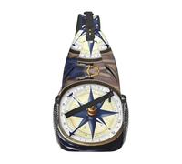 Mochila Bandolera Impresión De Brújula Náutica De Velero Ligero Bolso Cruzado Antirrobo Mochila De Pecho Para Tactica Senderismo Montañismo 19X39Cm