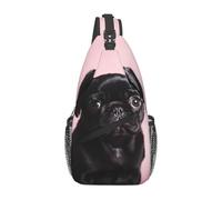 Mochila Bandolera Lindo Pug Negro Bolso Del Bolso Estilo Unisex Mochila Cruzada, Para Ciclismo, Correr, Deportes, Montañismo