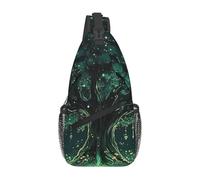 Mochila bandolera luminosa con diseño de árbol misterioso, mochila de viaje para hombre, senderismo