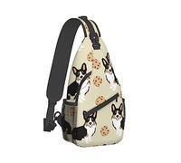 Mochila bandolera para hombre y mujer, bolsa de transporte informal, bolsa de viaje cruzada, bolsa de libros antirrobo multiusos, divertidos perros Corgi con arte de galletas, bolsa de hombro cruzad