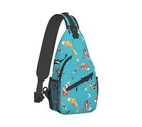 Mochila bandolera para hombres y mujeres, antirrobo, multiusos, mochila de viaje, para acampar al aire libre, mochila para herramientas, coloridas peces Koi, animales, vida silvestre, arte, bandoler