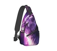 Mochila bandolera para hombres y mujeres, multiusos, antirrobo, para deportes al aire libre, mochila de viaje, mochila táctica, universo azul, galaxia, lobo mágico, en el espacio, arte, mochila cruz