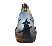 Mochila Bandolera Unisex con Estampado de arañas, Sombrero de Bruja y Fantasma de Halloween, Ideal para Senderismo y Viajes.
