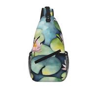 Mochila Bandolera Unisex con Estampado de nenúfares Negros, Bolso Bandolera para el Pecho, para Mujer, Hombre, Senderismo, Viajes