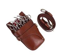 Mochila Barberia Bolsa de cuero genuino for tijeras de pelo, bolsa for clips, funda for tijeras de peluquería, funda for tijeras de barbero, estuche con cinturón for el hombro(Brown)
