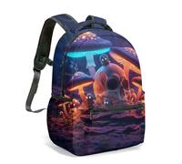 Mochila bioluminiscente brillante con diseño de bosque de fantasía, 40 cm, diseño de bosque de medianoche, bolsa de arte gráfico para niños y estudiantes, 06., L, Casual