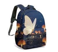 Mochila bioluminiscente brillante con diseño de bosque de fantasía, 40 cm, diseño de bosque de medianoche, bolsa de arte gráfico para niños y estudiantes, 07, L, Casual