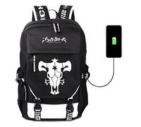 Mochila Black Clover Mochila para estudiantes Mochila con estampado de anime de moda Mochila para computadora USB Mochila de viaje informal