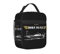 Mochila Born To Fly Airplane Insulated Lunch Container Thermal Lunch Container Aviation Airport Tote Lunch Box Food Storage Beach Halloween and Christmas gifts