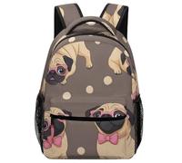 Mochila Cachorro Pug De Dibujos Animados con Gafas Rosas Daypack Práctica Mochilas Escolares Unisex Backpack para Escolar Senderismo Aire Libre