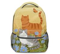 Mochila cálida con estampado de gato de jardín iluminado por el sol, mochila estilo pastoral, lindo gatito de dibujos animados, mochila escolar ligera para estudiantes, 16 pulgadas, Estampado 5, 44