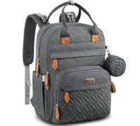 Mochila cambiadora BabbleRoo, mochila de viaje impermeable multifunci?n con cambiador, correas para cochecito y estuche para chupete, Uni