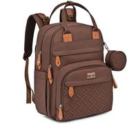 Mochila cambiadora BabbleRoo, multifunci n, impermeable, de viaje, con correas para cochecito y estuche para chupete (marr n)