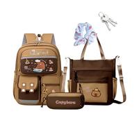 Mochila Capibara para niñas - Mochila escolar estética reflectante - Gran bolsa de hombro con portalápices para libros papelería jóvenes estudiantes viajes, Un, riferimento alla descrizione