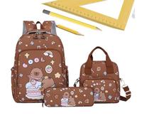 Mochila Capybara - Conjunto De Casual | Viaje Con Estuche Y Comida Para Niñas Escuela Diaria, Conjunto De 3 Mochilas De Dibujos Animados Bolsa De Almuerzo Estuche Lápices, Viaje Portátil Diversión Del