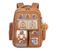 Mochila Capybara - Patrón de Animales De Dibujos Animados, Bolsa Libros Impermeable | Gran Compartimiento con Cremallera Con Tirantes Acolchados, Accesorio Resistente Para Suministros Y Organización