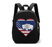 Mochila casual con diseño de corazón con la bandera del estado de Wyoming de Estados Unidos, mochila de viaje para mujeres y hombres
