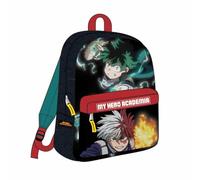 Mochila Casual de My Hero Academia - Color Negro, Rojo y Verde - 30x41x14 cm - Fabricada en Poliéster - Diseño Estampado de Personajes en Acción - Producto Original Diseñado en España