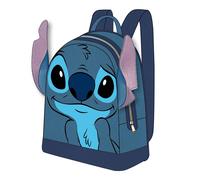 Mochila Casual de Stitch - Color Azul - 19,5x25x11 cm - Fabricada en Material Sintético - Diseño con Orejas de Stitch - Estampado del Personaje - Producto Original Diseñado en España