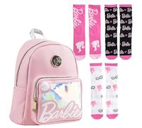 Mochila Casual Infantil en Polipiel rosa + Pack de 3 Calcetines Barbie Talla 31-34