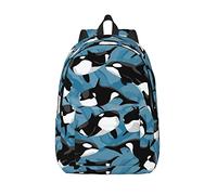 Mochila casual ligera ballenas portátil mochila hombres mujeres bolsa de viaje al aire libre lona mochila, Orca orca, M