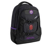 Mochila Casual Masters of the Universe MOTU Unisex - Licencia Oficial, Color Negro con Detalles Morados, Bolsillo Frontal con Hebillas, Tirantes Acolchados y Asa Superior, Uso Diario
