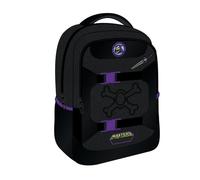 Mochila Casual Masters of the Universe MOTU Unisex - Licencia Oficial, Color Negro con Detalles Morados, Bolsillo Frontal con Hebillas, Tirantes Acolchados y Asa Superior, Uso Diario