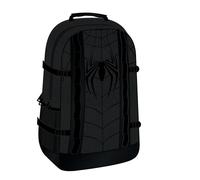 Mochila Casual Técnica Spider-Man Unisex Talla Única - Licencia Oficial Marvel, Color Negro con Logo Araña Tonal, Bolsillos Laterales, Correas Ajustables y Asa Superior, Uso Diario
