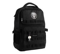 Mochila Casual The Punisher Unisex Talla Única - Mochila Técnica Negra con Parche Bordado, Bolsillo Frontal y Correas Acolchadas Ajustables, Ideal para Escuela, Trabajo y Uso Diario
