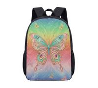 Mochila celestial de mariposa y luna creciente, 17 pulgadas, gótica, estrella, luna, mochila escolar para niños y adolescentes, bolsa de libros para estudiantes de cielo nocturno de fantasía, 06., L