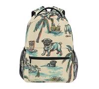 Mochila Cola De Pez Tiki Pug Mochilas Tipo Casualmochilas Escolares Unisex Daypack para Escolar Travel Senderismo