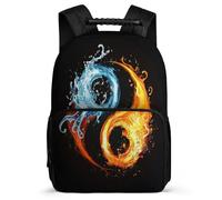 Mochila Colegio Tai Chi Tema para Niños Niñas Primaria Mochila Escolar Water And Fire 6-11 Años Daypack, Asa Reforzada Resistente Ligera Ocio Actividades