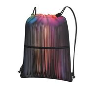 Mochila colorida con cordón de lluvia arcoíris con cremallera, impermeable, ligera, para deportes de gimnasio, bolsa de cincha ajustable para viajes y senderismo