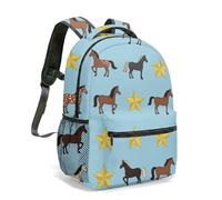 Mochila colorida con estampado de estrellas doradas de 16 pulgadas, 360 grados, patrón equino, ilustración plana, poses dinámicas, 01., L, Casual