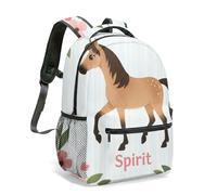 Mochila colorida con estampado de estrellas doradas de 16 pulgadas, 360 grados, patrón equino, ilustración plana, poses dinámicas, 02., L, Casual