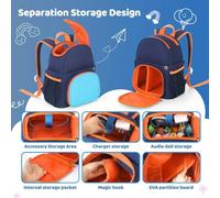 Mochila compacta de almacenamiento para reproductor de audio Toniebox2 con diseño de múltiples bolsillos para cargadores de auriculares y accesorios adecuados para el uso diario (azul oscuro)