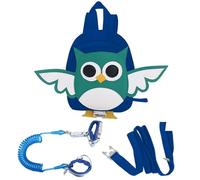 Mochila con arnés de seguridad para niños pequeños con correa para caminar para bebé, antipérdida, muñequera de seguridad con bloqueo, 1,5 m, mochila para caminar, búho, azul
