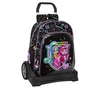 Safta MONSTER HIGH - Mochila Escolar 180, Espalda Ergonómica, con Carro Evolution, Ideal para Niños de Diferentes Edades, Cómoda y Versátil, Calidad y Resistencia, 33x14x42 cm, Color Negro