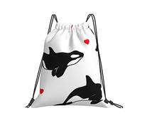 Mochila con Cordón 36x42cm, El Amor De Las Orcas Saco De Gimnasio Cómodo Adolescentes Bolsa Cuerdas Mujer, para Compras, Acampada, Adolescentes