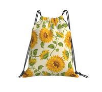 Mochila con Cordón 36x42cm, Girasol Dibujado Saco De Gimnasio Gran Capacidad Ajustable Bolsa Cuerdas Mujer, para Playa, Estudiantes, Niños