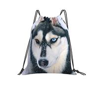 Mochila con Cordón 36x42cm, Husky Siberiano De Ojos Extraños Saco De Gimnasio Adolescentes Cómodo Bolsa De Tela, para Niños, De Senderismo, Niñas