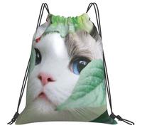 Mochila con Cordón 36x42cm, Lindo Gato Saco De Gimnasio Cómodo Impermeable Bolsa Cuerdas Mujer, para De Senderismo, Niños, Deporte