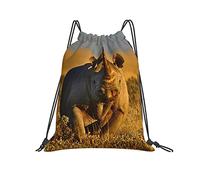 Mochila con Cordón 36x42cm, Rinoceronte Mochilas Escolares Adolescentes Cómodo Bolsa Cuerdas Mujer, para Compras, Niños, Escuela