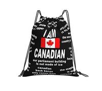 Mochila con Cordón 36x42cm, Soy Canadiense Saco De Gimnasio Gran Capacidad Ajustable Mochila De Cuerdas, para Niños, Estudiantes, Adolescentes