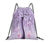 Mochila con cordón 3D Flor púrpura Árbol Mariposa Cadena Bolsa de gimnasio Pull Cinch Sackpack para hombres Mujeres Deporte Yoga Viajes Natación